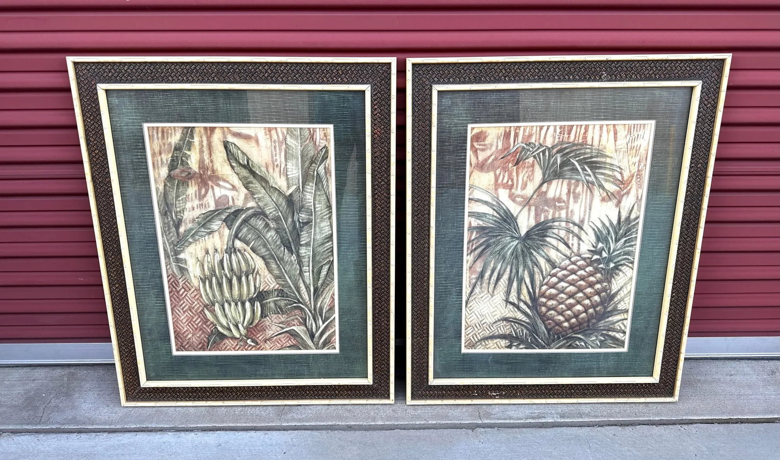 Vintage Pair of Palm Beach Style Pineapple Jungle Prints - 8