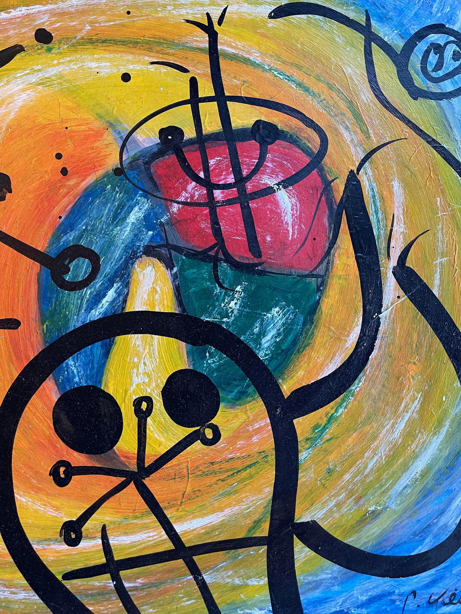 1960's MirÃ³vian Style Painting by Artist Peter Keil - 3