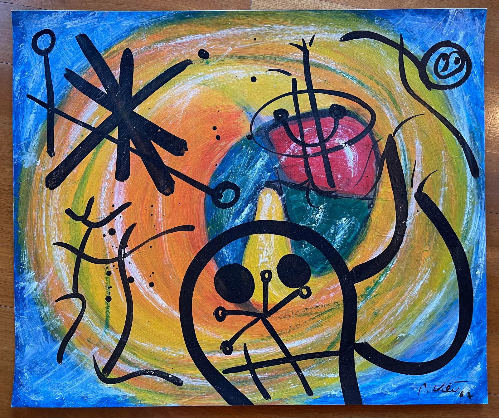 1960's MirÃ³vian Style Painting by Artist Peter Keil - 5