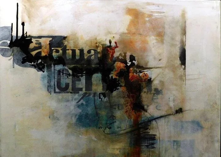 Ray Phillips "Actual" Abstract Mixed-Media Painting on Canvas, Hand Signed - 3