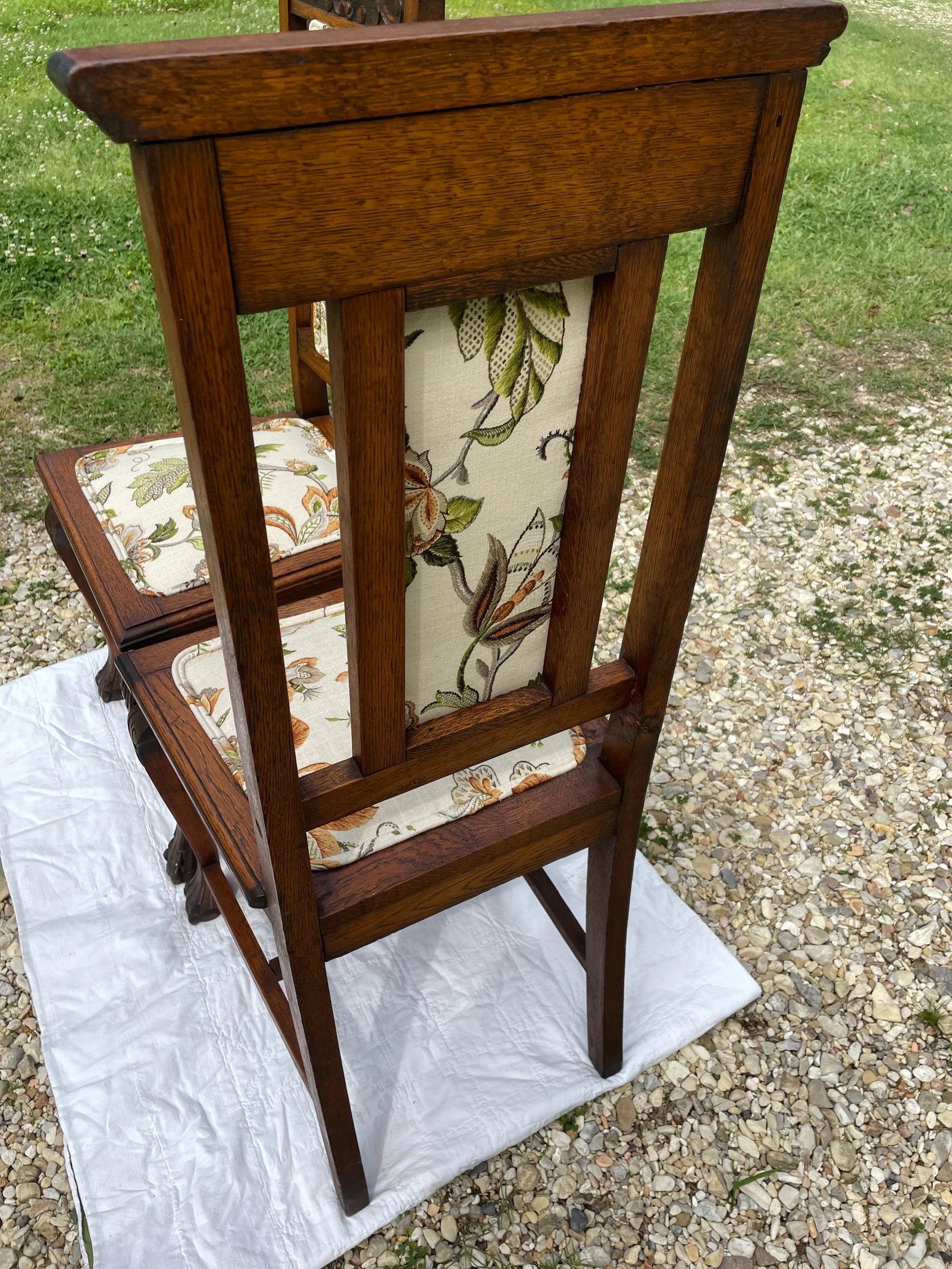 Late 19th Century Antique Carved Oak Claw Foot Side Chairs - a Pair - 3