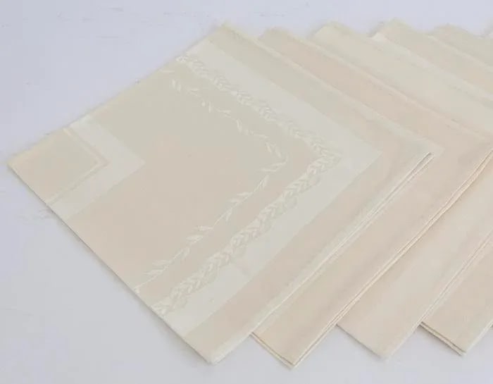 Exquisite Vintage Damask Linen Dinner Napkins - Set of 8 Made in Japan - 2