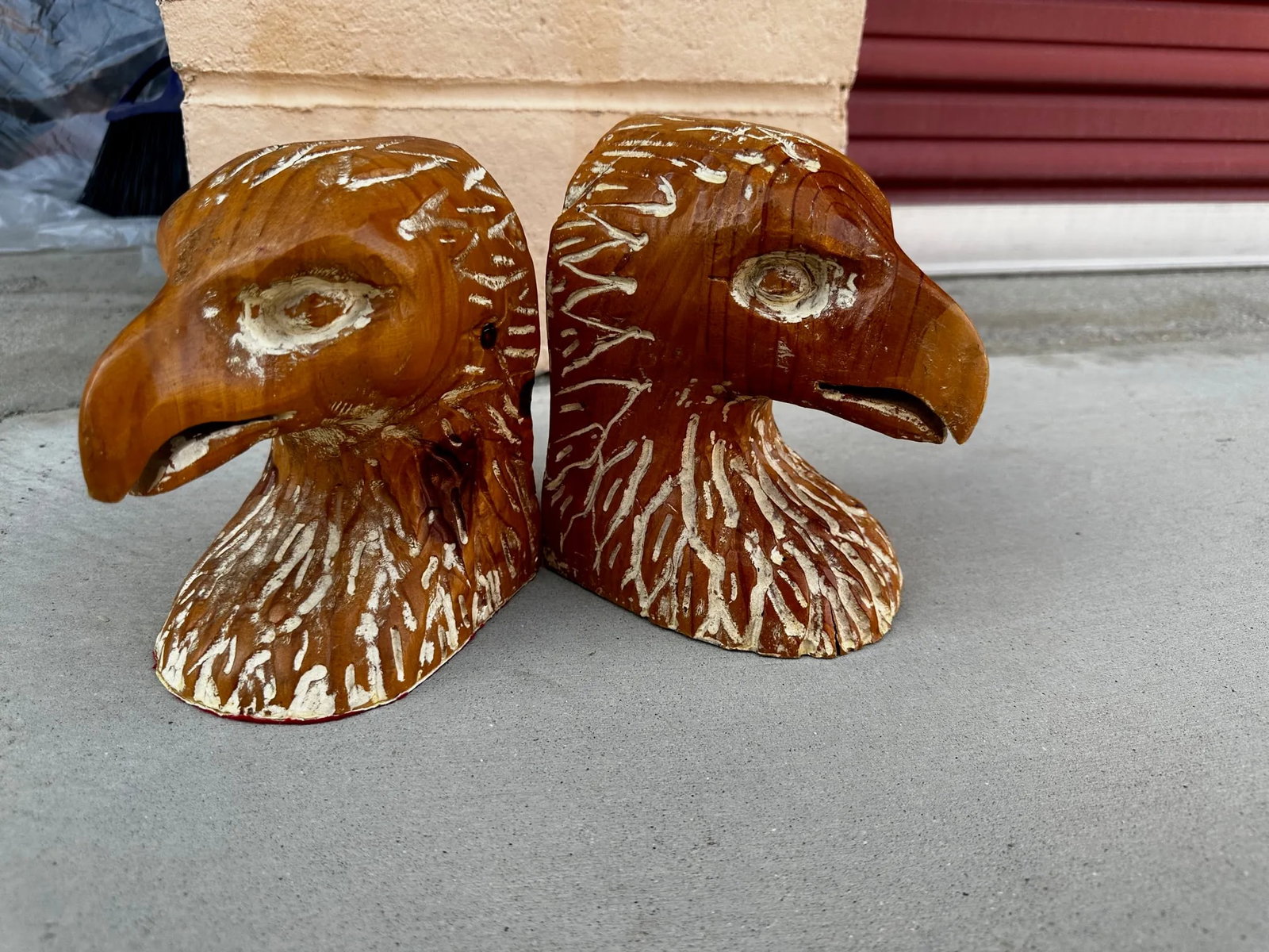 Vintage Sarreid Hand Carved Wood Eagle Bookends-A Pair - 6