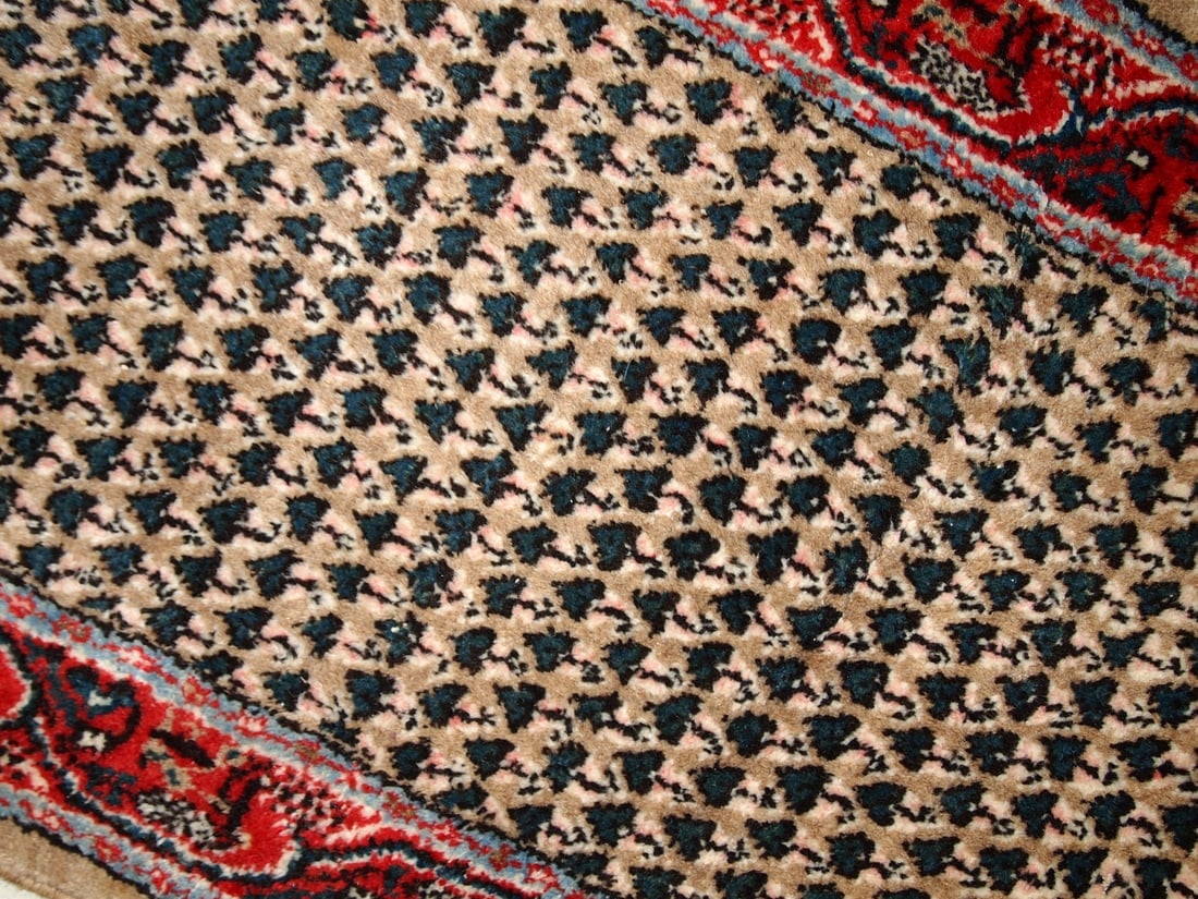 Handmade vintage Indian Seraband rug 2.1' x 4.1' (65cm x 125cm) 1970s - 4