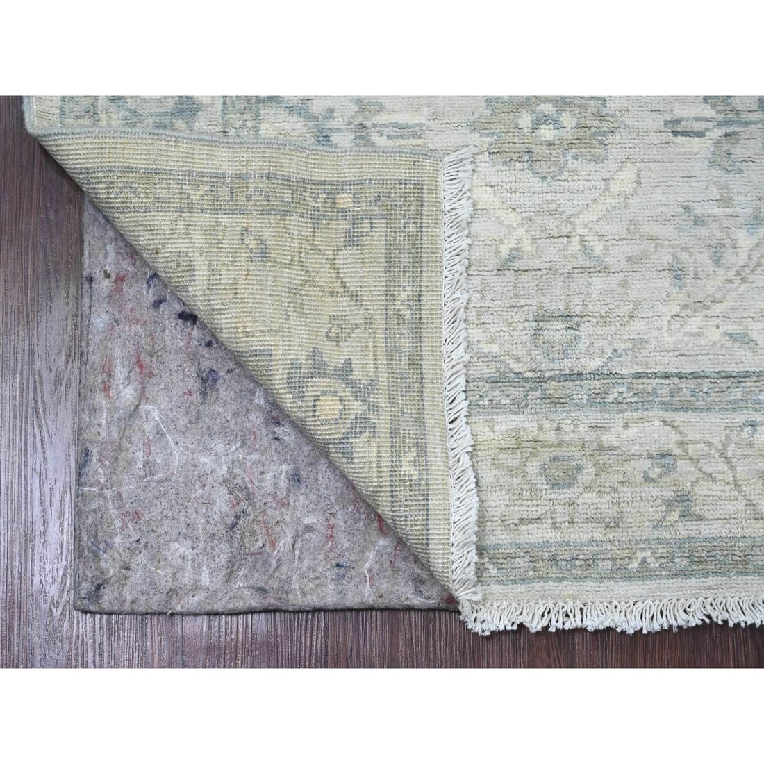 White Peshawar with Heriz All Over Design Wool Hand Knotted Runner Rug - 2