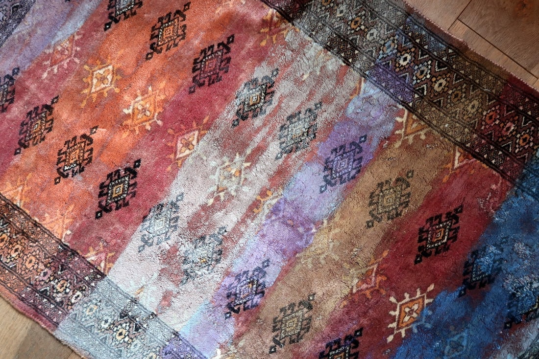 Contemporary Artistry Meets Vintage Bukhara Rug, 3.1' x 5' (95cm x 154cm), 1950s - 6