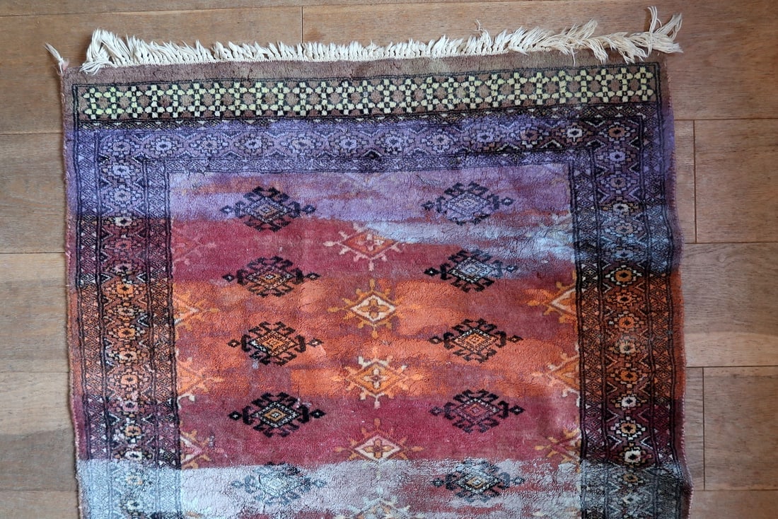 Contemporary Artistry Meets Vintage Bukhara Rug, 3.1' x 5' (95cm x 154cm), 1950s - 7