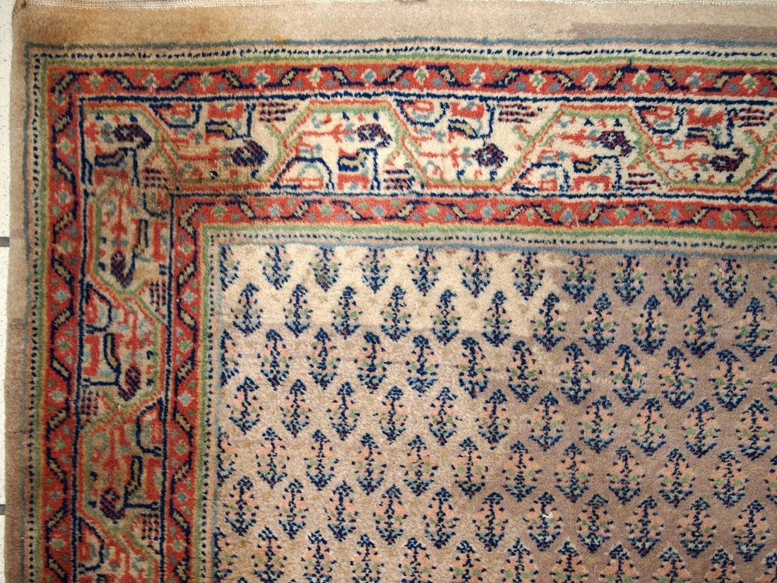 Handmade vintage Indian Seraband runner 2.4' x 9.8' (74cm x 301cm) 1970s - 2