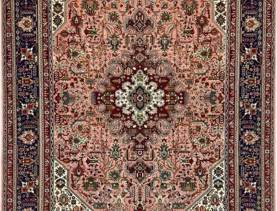 Hand Knotted Persian Tabriz Rose Oriental Area Rug 6'8" x 9'11" - 3