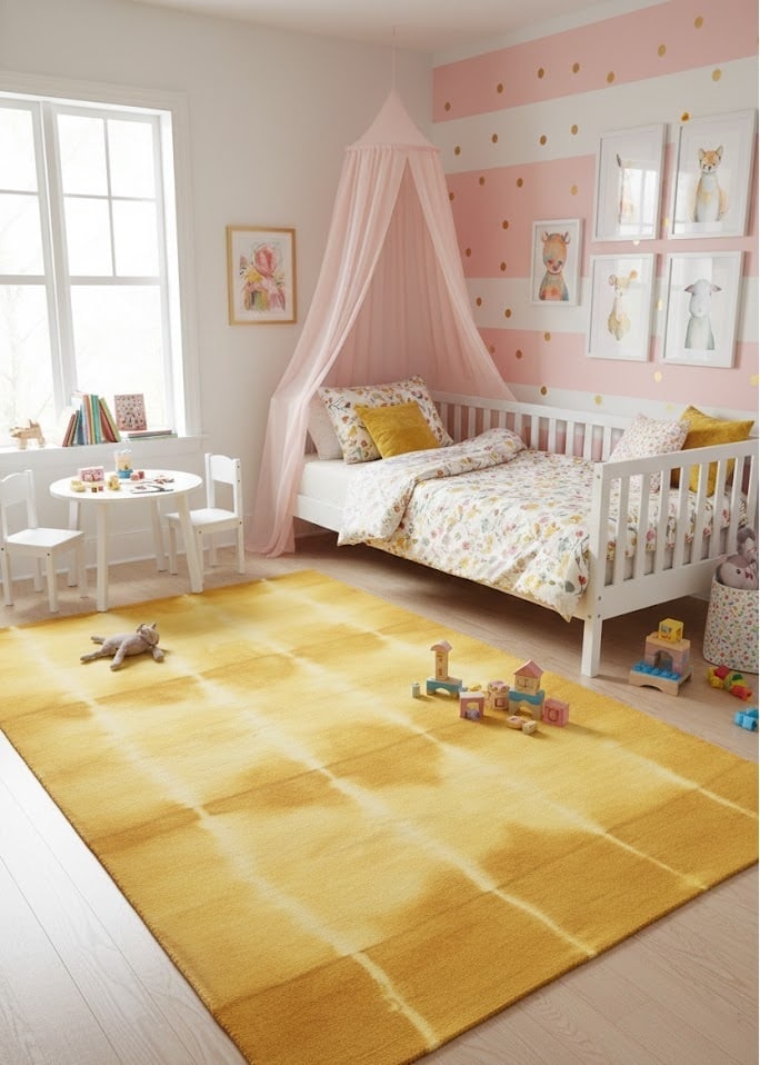 Golden Yellow Tie-Dye 5X8 Hand-Tufted Modern Rug - 2