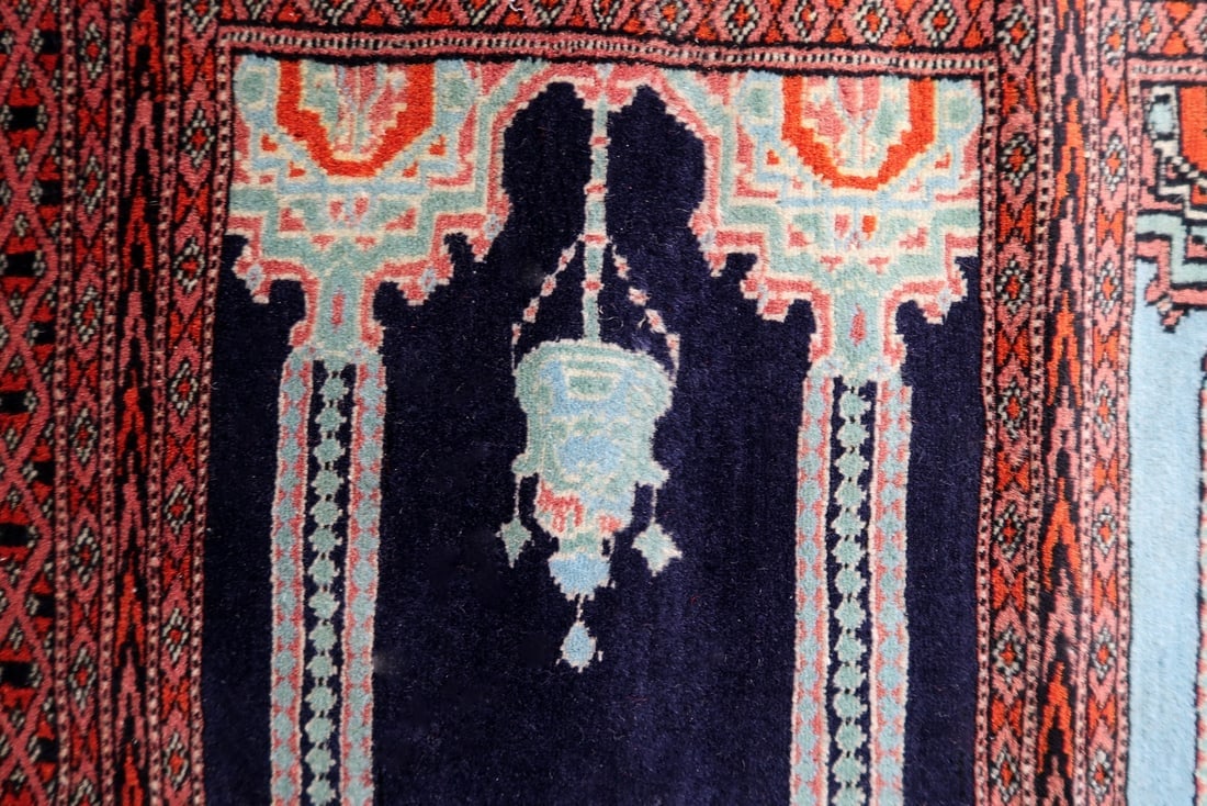 Vintage Uzbek Bukhara Multi-Niche Prayer Runner 1.1' x 6.1' - 1960s - 10