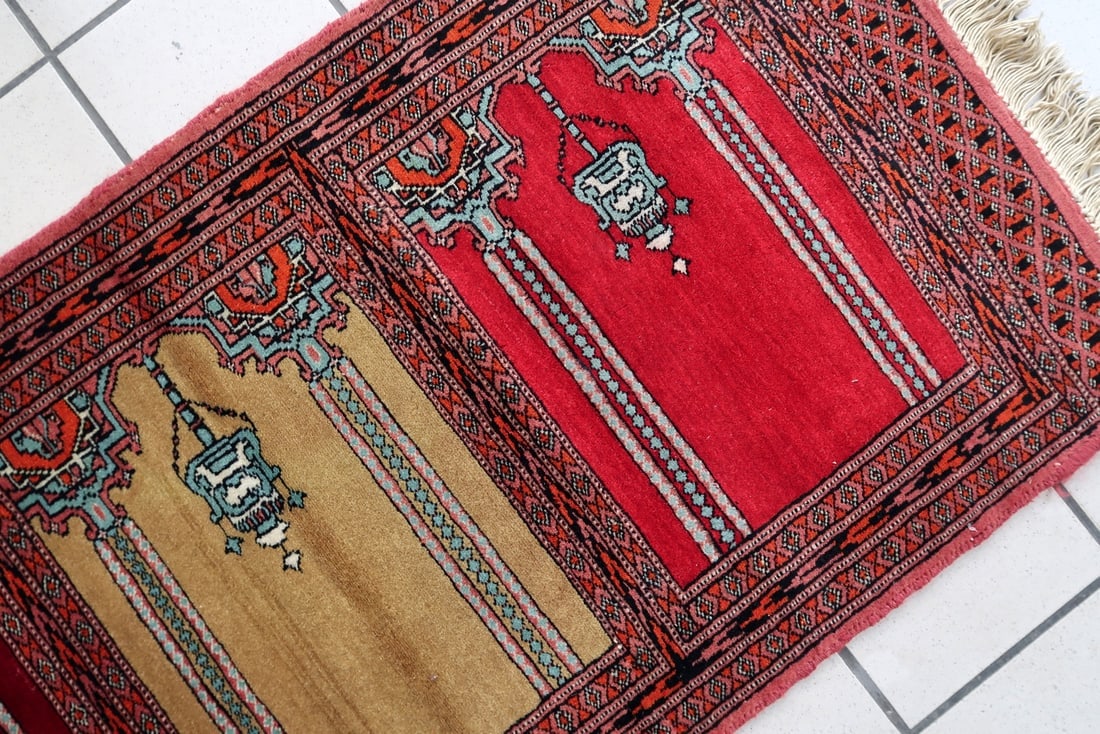 Vintage Uzbek Bukhara Multi-Niche Prayer Runner 1.1' x 6.1' - 1960s - 6