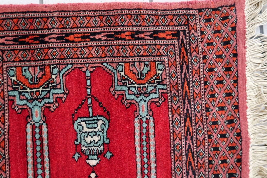 Vintage Uzbek Bukhara Multi-Niche Prayer Runner 1.1' x 6.1' - 1960s - 7