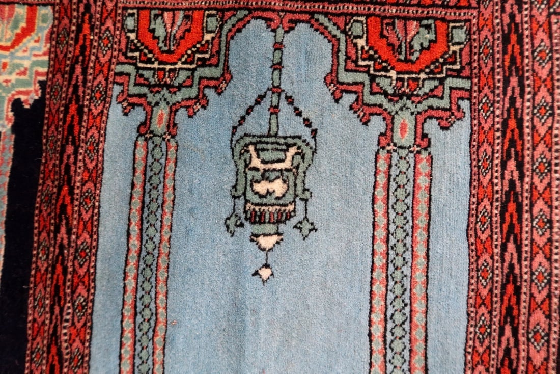 Vintage Uzbek Bukhara Multi-Niche Prayer Runner 1.1' x 6.1' - 1960s - 9