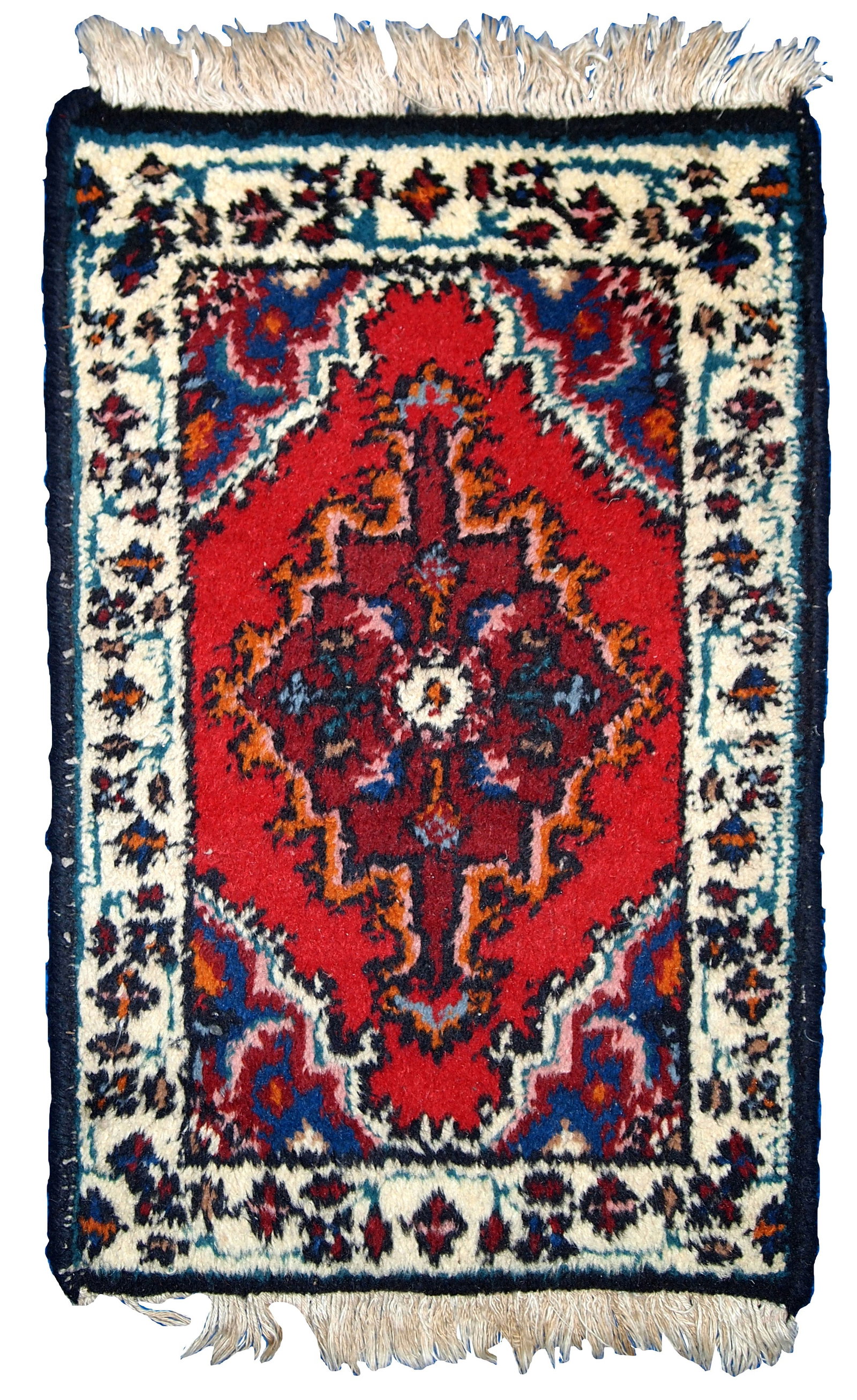 Handmade vintage Persian Hamadan rug 1.3' x 1.9' (40cm x 60cm) 1970s (1 of 7)