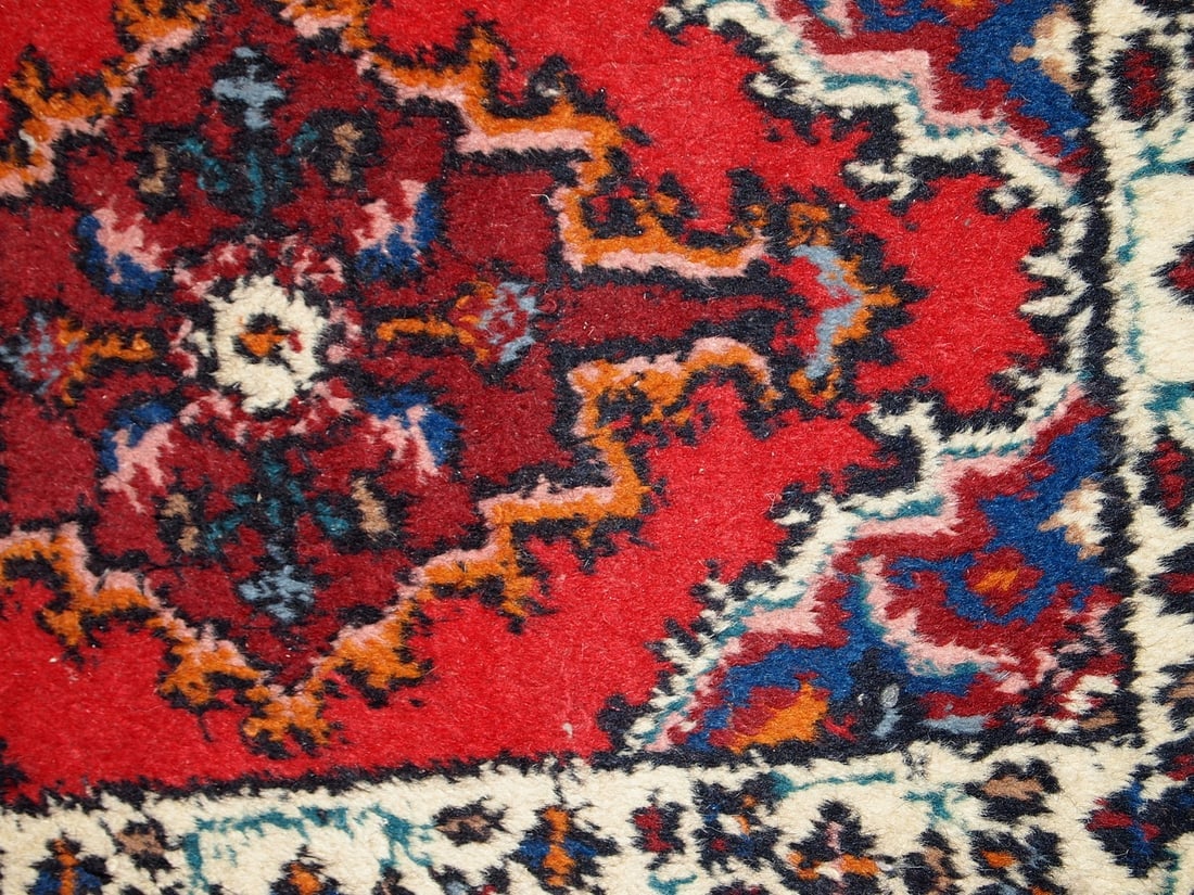 Handmade vintage Persian Hamadan rug 1.3' x 1.9' (40cm x 60cm) 1970s - 5
