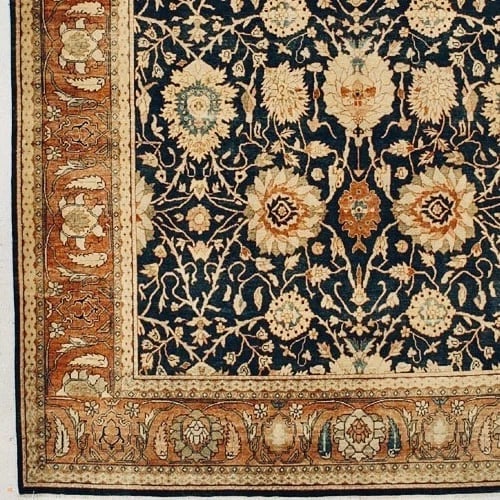 Hand Knotted Indo-Tabriz Black Oriental Area Rug Wool Carpet 12' x 18'1" - 5