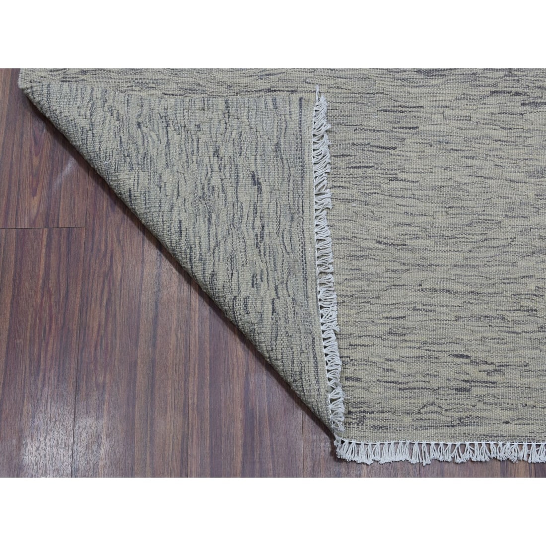Gray Shades Flat Weave Kilim Pure Wool Hand Woven Runner Oriental Rug - 2