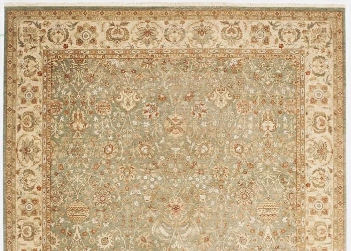 Hand Knotted Indo-Tabriz Sage Green Wool New Oriental Rug Carpet 8'11" x 11'8" - 4