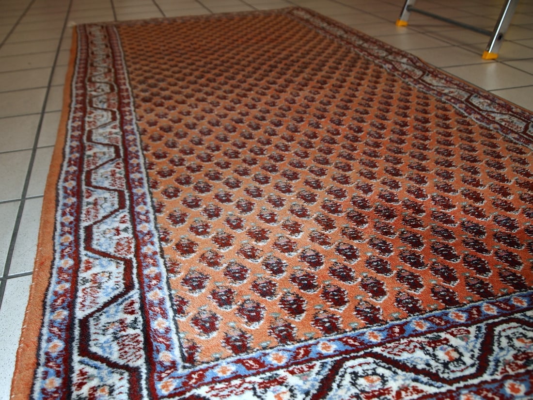 Handmade vintage Indian Seraband rug 3' x 6.3' (94cm x 194cm) 1980s - 7