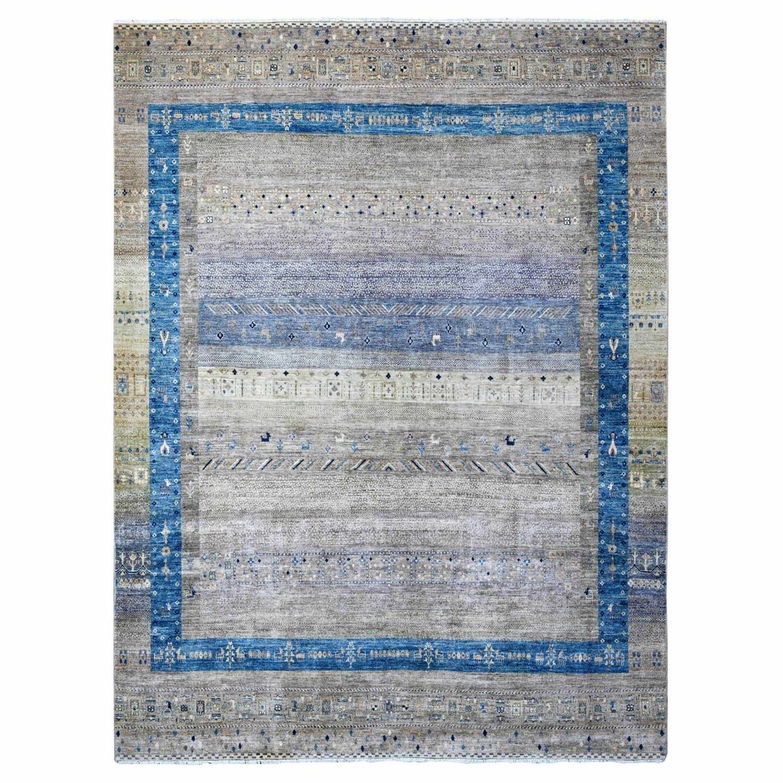 Mindful Gray Fine Kashkuli Gabbeh Hand Knotted Wool Oriental Rug: Title: Mindful Gray Fine Kashkuli Gabbeh Hand Knotted Wool Oriental Rug Description:This is a truly genuine one-of-a-kind. It has been Knotted for months and months in the centuries-old weaving crafts