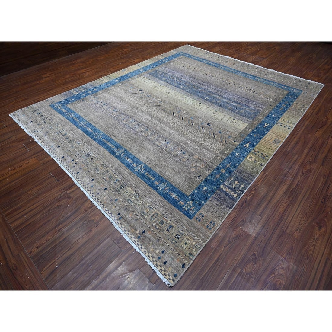 Mindful Gray Fine Kashkuli Gabbeh Hand Knotted Wool Oriental Rug - 3