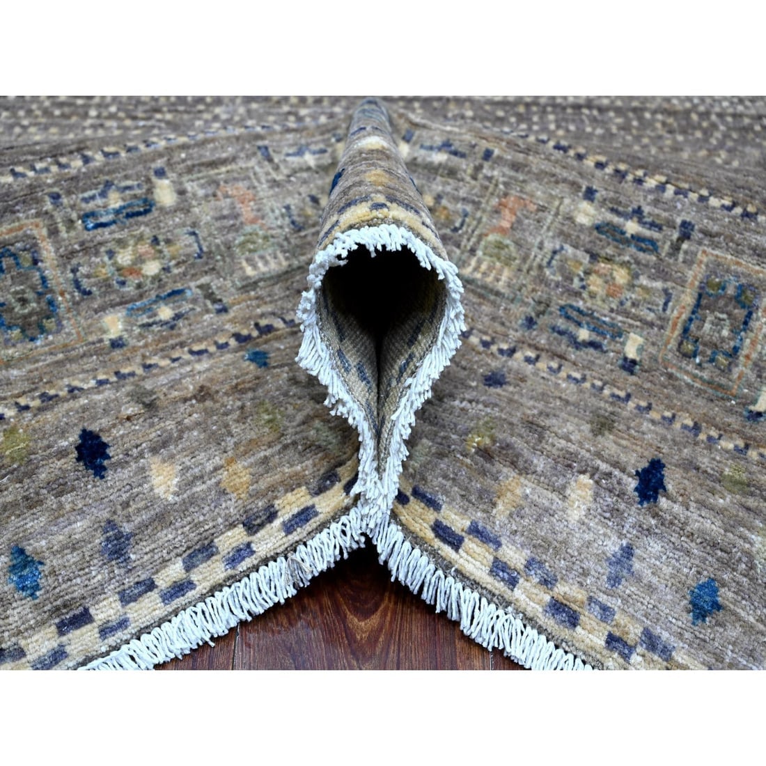 Mindful Gray Fine Kashkuli Gabbeh Hand Knotted Wool Oriental Rug - 5