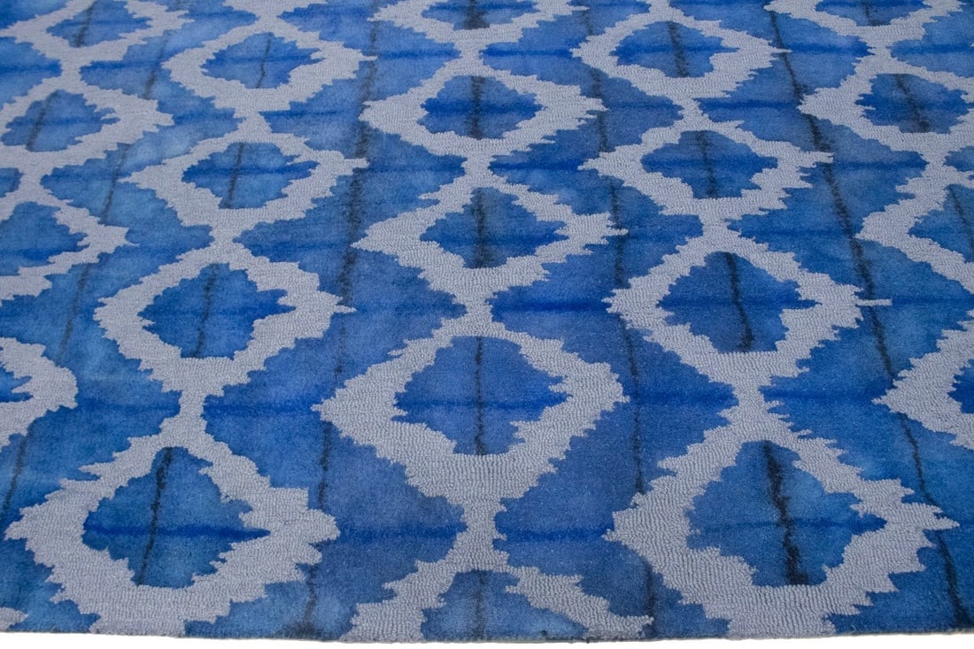 Blue Abstract 5X8 Hand-Tufted Modern Rug - 11