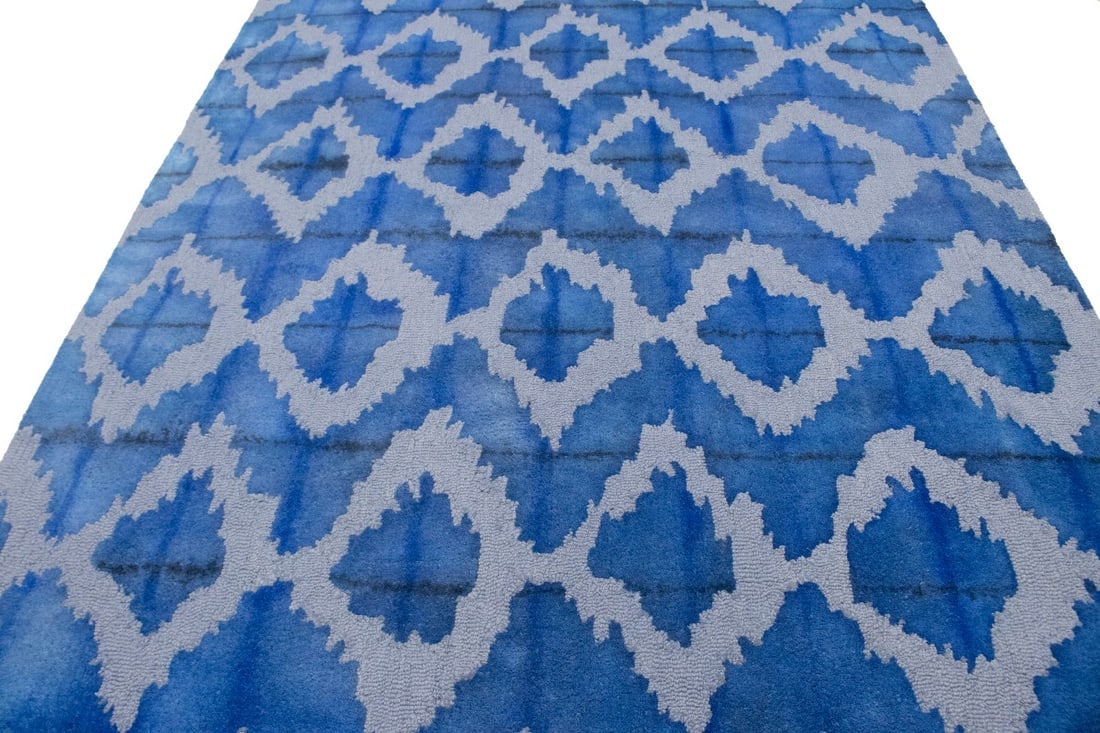 Blue Abstract 5X8 Hand-Tufted Modern Rug - 12
