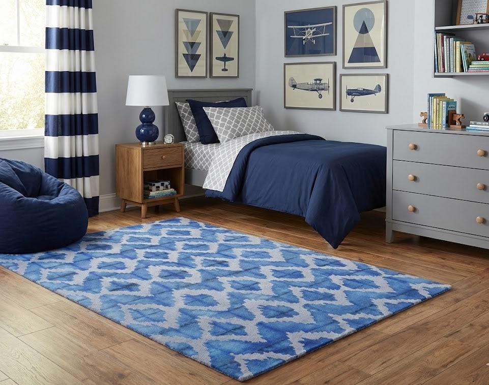 Blue Abstract 5X8 Hand-Tufted Modern Rug - 2