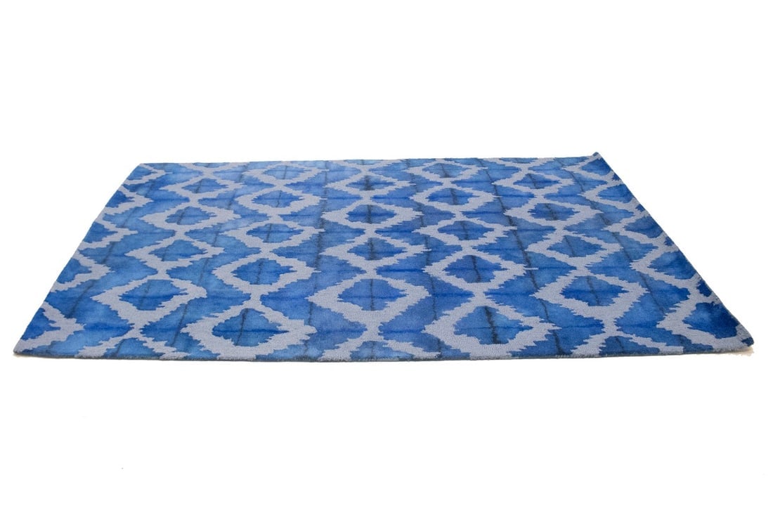 Blue Abstract 5X8 Hand-Tufted Modern Rug - 5