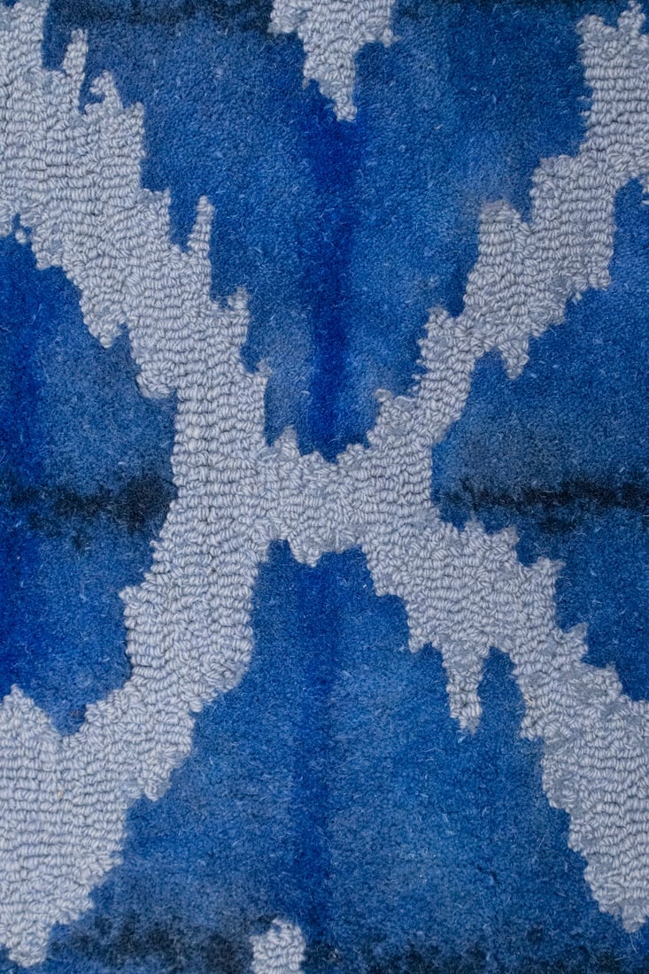 Blue Abstract 5X8 Hand-Tufted Modern Rug - 7
