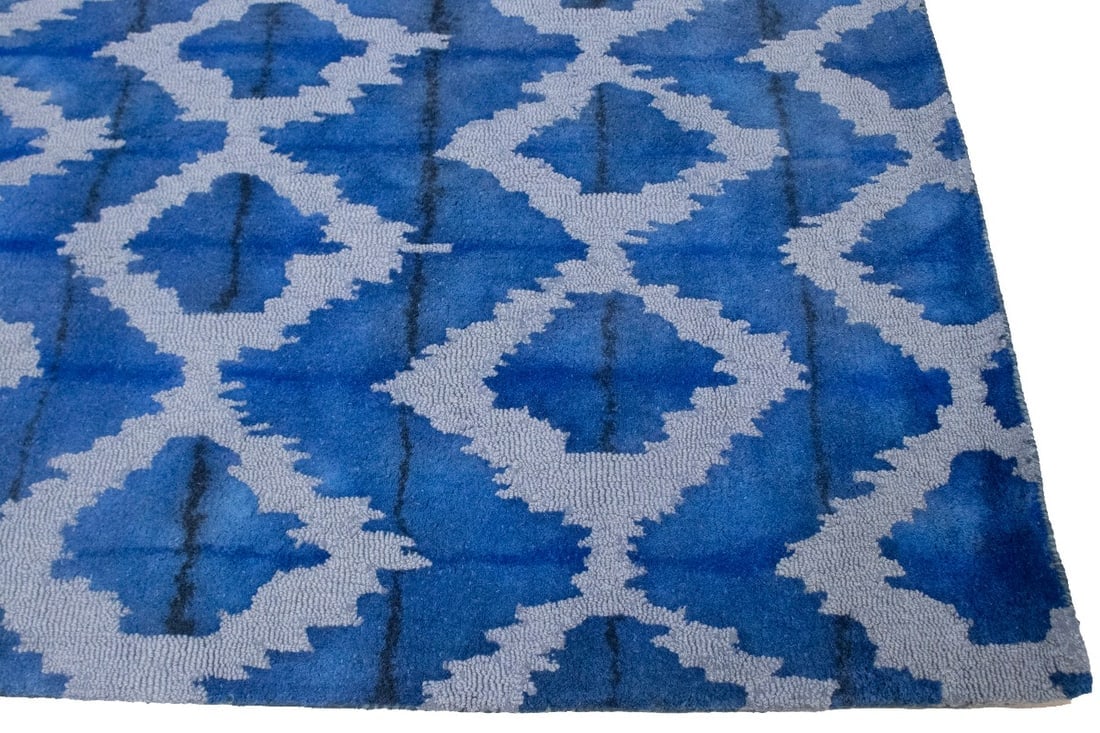 Blue Abstract 5X8 Hand-Tufted Modern Rug - 9