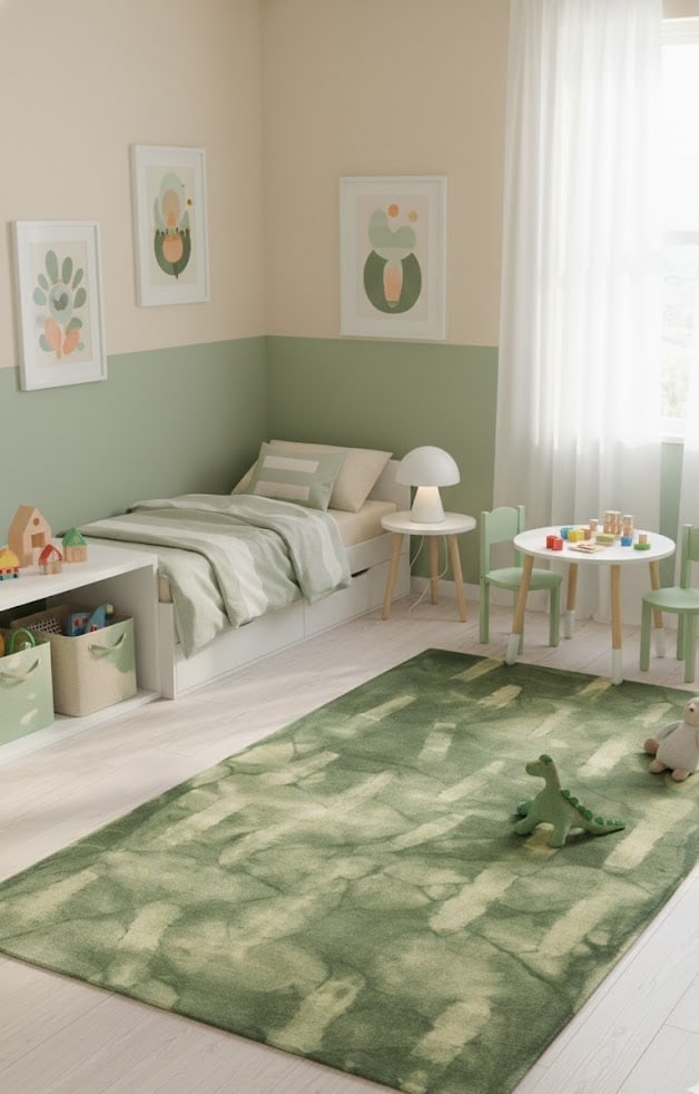 Hunter Green Tie-Dye 5X8 Hand-Tufted Modern Rug - 2