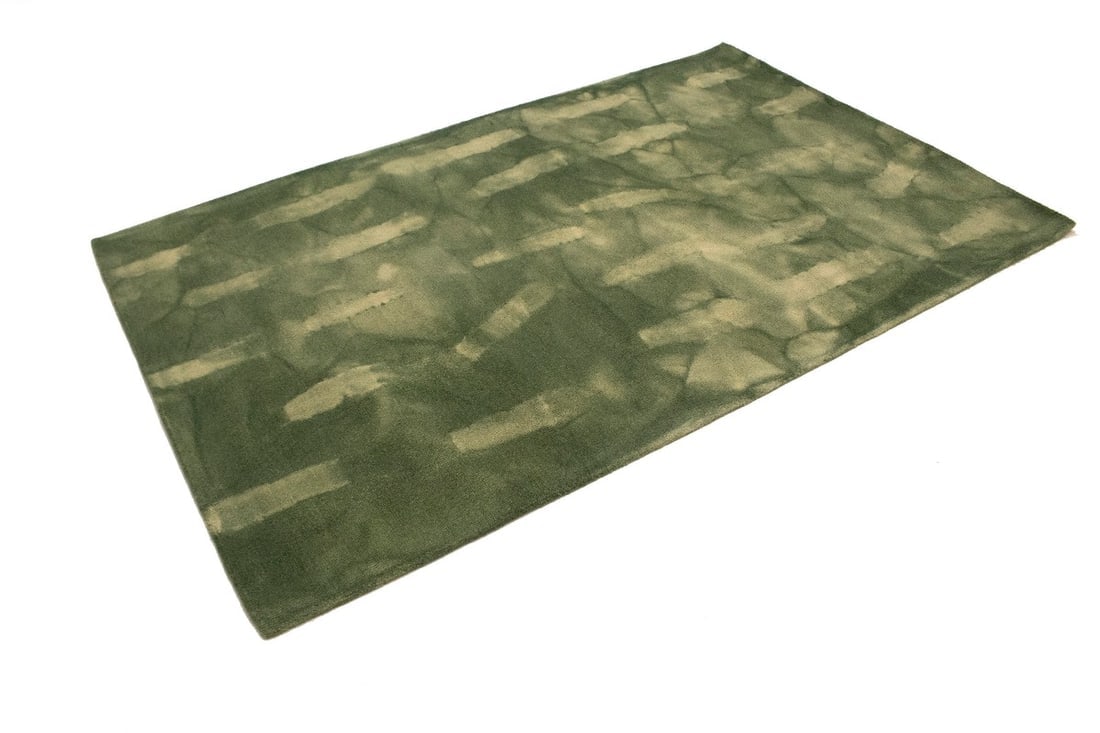 Hunter Green Tie-Dye 5X8 Hand-Tufted Modern Rug - 5