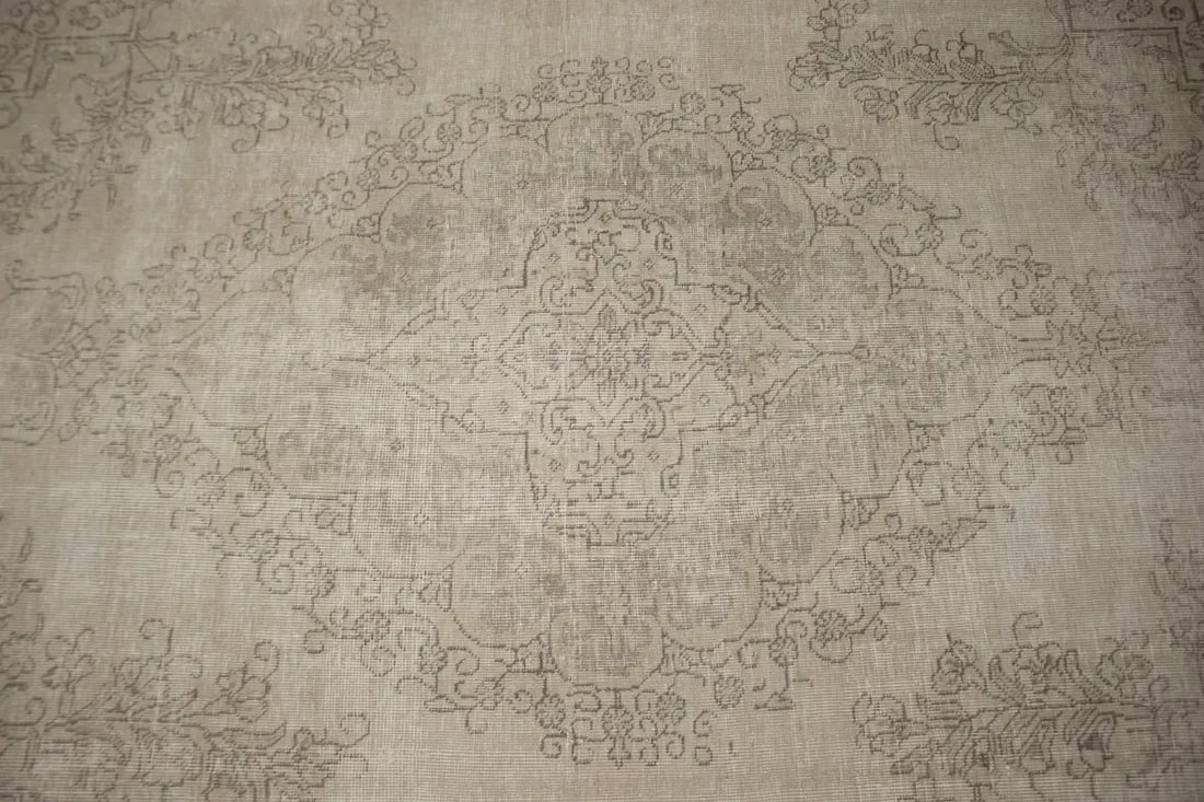Muted Traditional Floral 8X11 Distressed Tabriz Persian Rug - 4