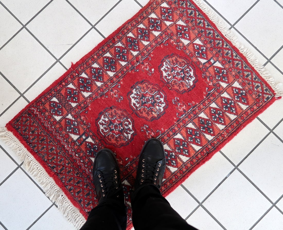 Handmade vintage Afghan Ersari rug 2' x 2.8' (62cm x 88cm) 1970s - 10