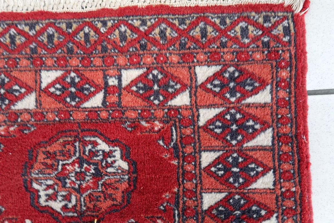 Handmade vintage Afghan Ersari rug 2' x 2.8' (62cm x 88cm) 1970s - 2