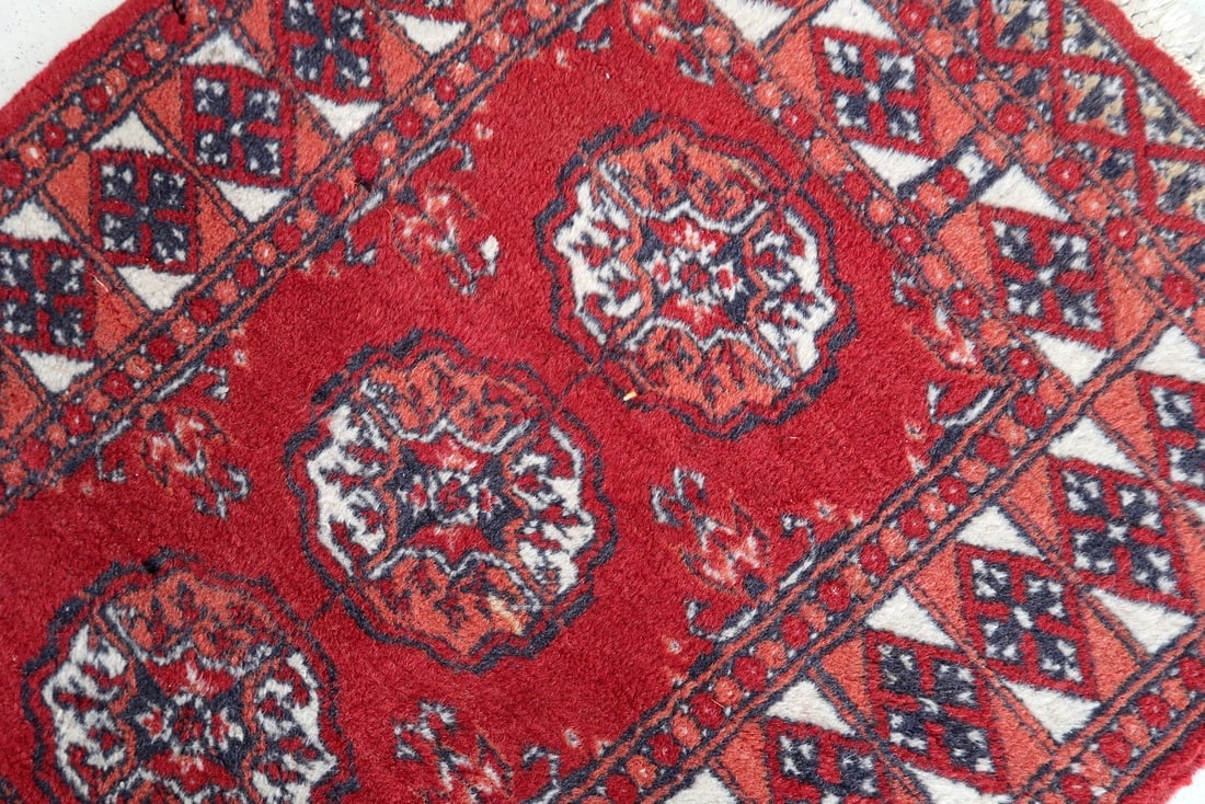 Handmade vintage Afghan Ersari rug 2' x 2.8' (62cm x 88cm) 1970s - 4
