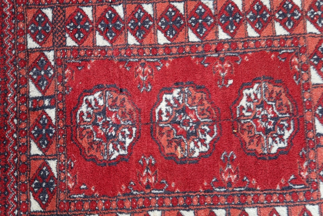 Handmade vintage Afghan Ersari rug 2' x 2.8' (62cm x 88cm) 1970s - 5
