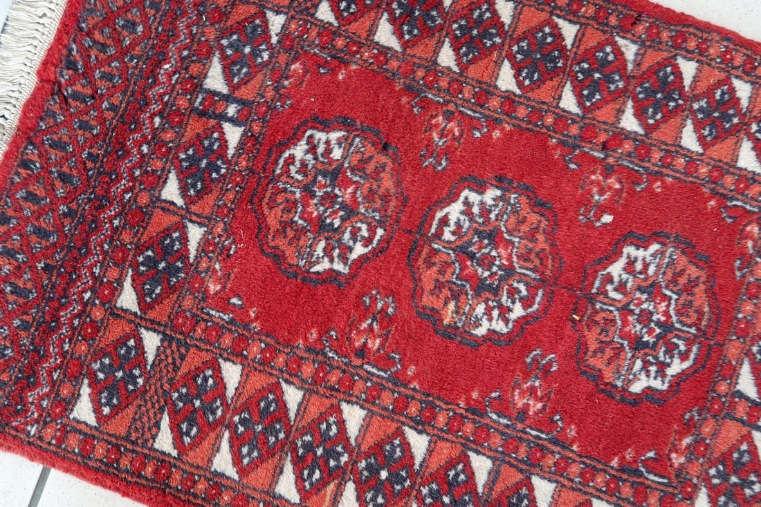 Handmade vintage Afghan Ersari rug 2' x 2.8' (62cm x 88cm) 1970s - 8