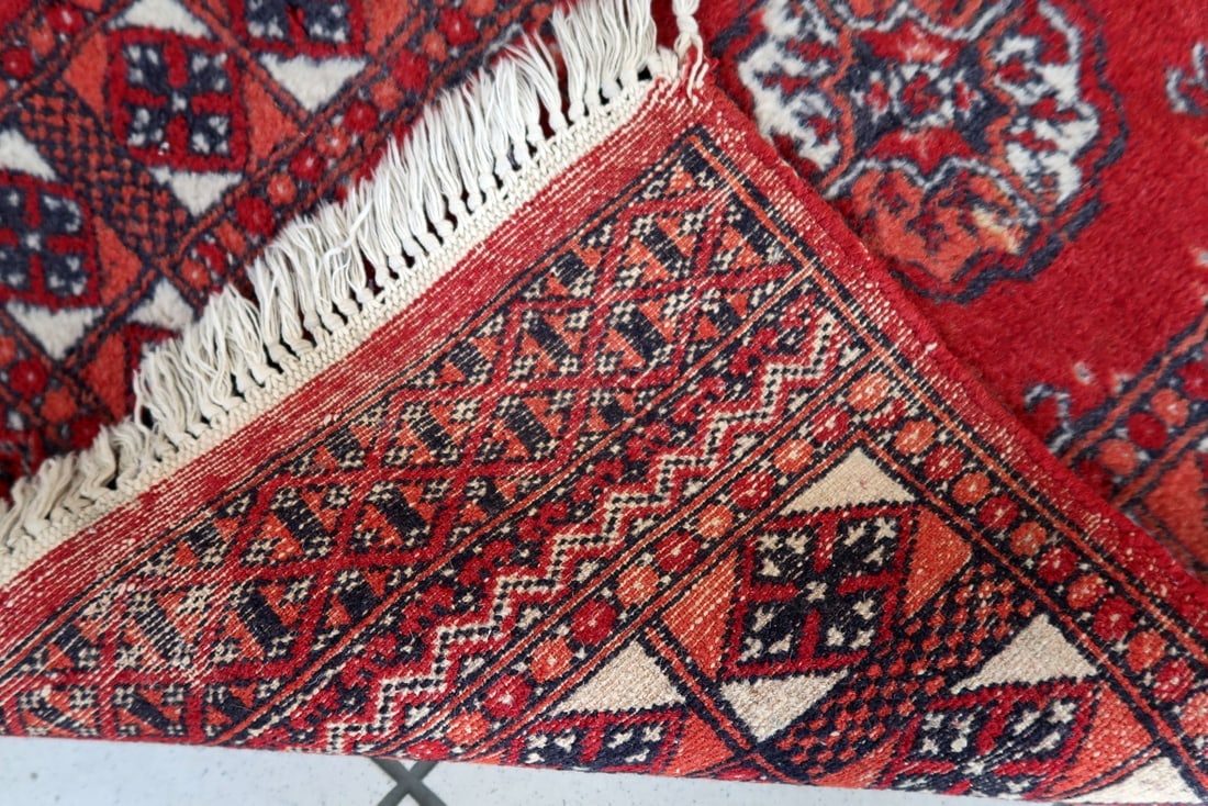 Handmade vintage Afghan Ersari rug 2' x 2.8' (62cm x 88cm) 1970s - 9