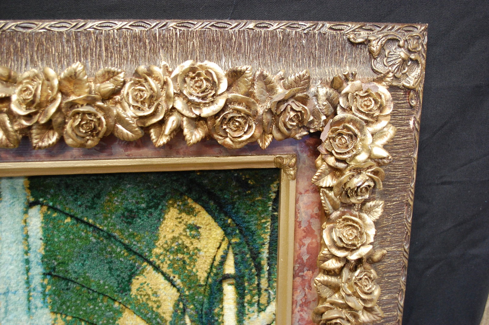 Framed Persian -TABRIZ 60 RAJ PICTURAL ORIENTAL RUG 2'11" x 3'11" KURK WOOL_HIGH KPSI_ - 6