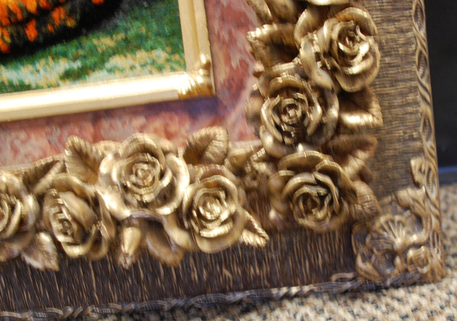 Framed Persian -TABRIZ 60 RAJ PICTURAL ORIENTAL RUG 2'11" x 3'11" KURK WOOL_HIGH KPSI_ - 9