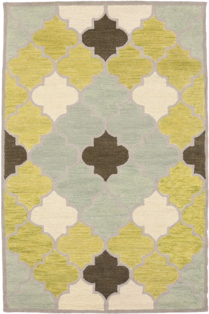 Multicolored Trellis 5X8 Hand-Tufted Modern Rug: Title: Multicolored Trellis 5X8 Hand-Tufted Modern Rug Description:Rare Multicolored Trellis Design 5X8 Hand-Tufted Modern Rug Wool Decor Carpet Materials:Wool Dimension:5'0 X 8'0 Ft Reserve: $254.00
