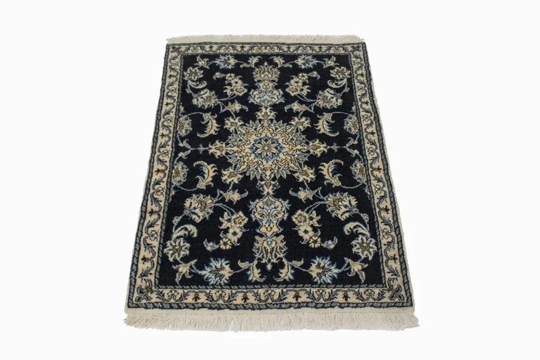 Navy Blue Classic 3X4 Nain Kashmar Persian Rug - 11