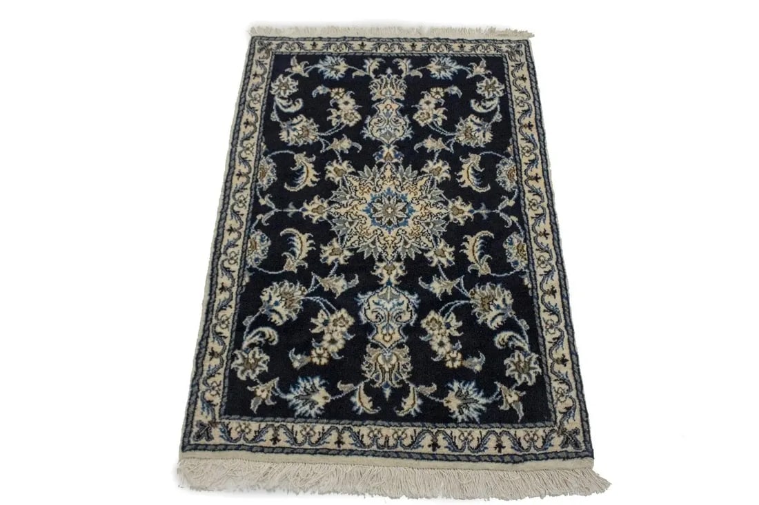 Navy Blue Classic 3X4 Nain Kashmar Persian Rug - 2