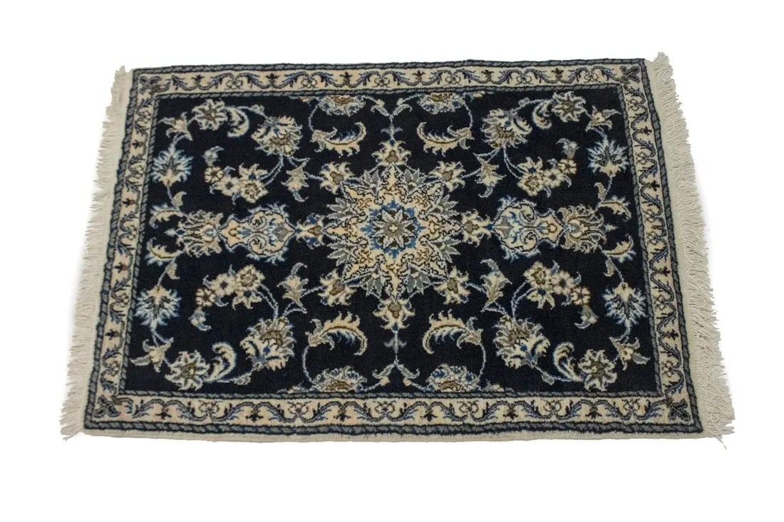 Navy Blue Classic 3X4 Nain Kashmar Persian Rug - 4