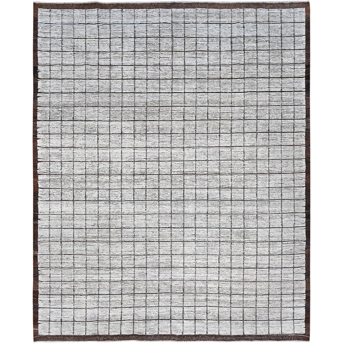 Daisy White Moroccan Weave with Box Design Hand Knotted Pure Wool Rug: Title: Daisy White Moroccan Weave with Box Design Hand Knotted Pure Wool RugDescription:This is a truly genuine one-of-a-kind. It has been Knotted for months and months in the centuries-old weaving