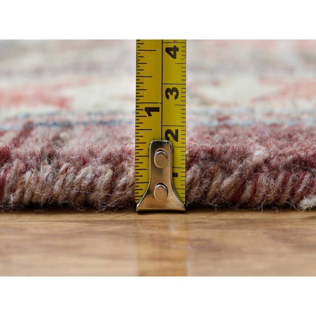 Mahogany Red Heriz Revival Hand Knotted Soft Pile Square Oriental Rug - 10